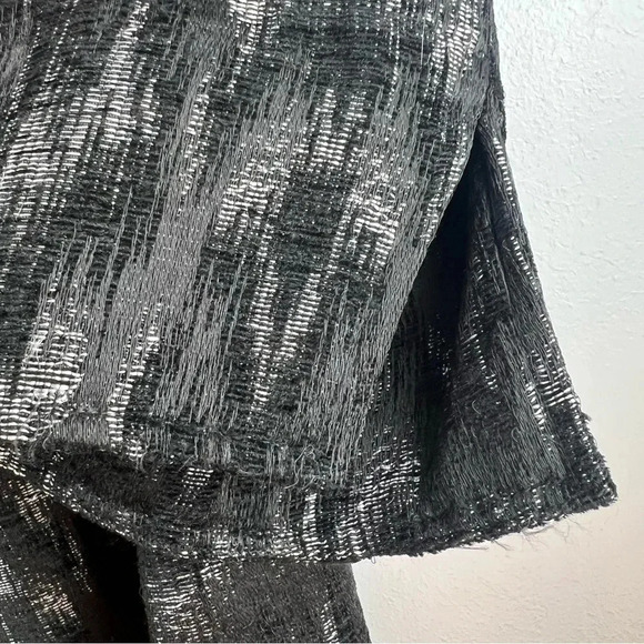 Eileen Fisher Black/Metallic Open Front Longline Jacket 3/4 Sleeve Size M - Picture 5 of 13